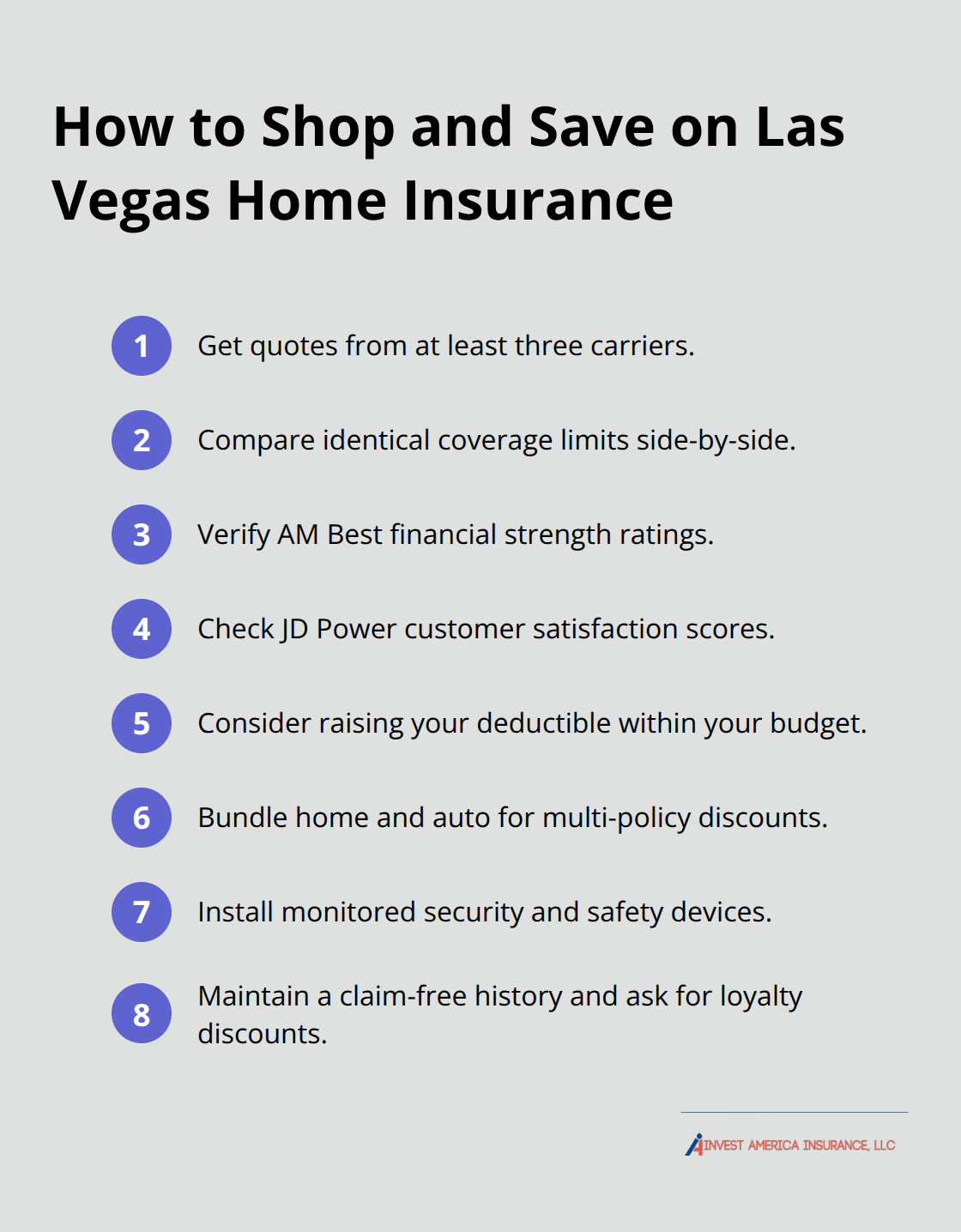 Compact checklist of steps to compare quotes and lower premiums in Las Vegas. - average cost of home insurance in las vegas